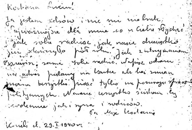 Czesław Trębaczkiewicz - list z Kozielska.