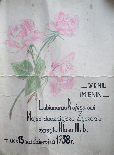 Kartka Imieninowa dla Edwarda Urbana 1938 rok