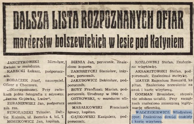 Goniec Codzienny 1943 rok Władysław Walczykiewicz
