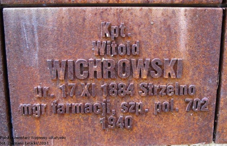 Witold Wichrowski tabliczka cmentarna z Katynia
