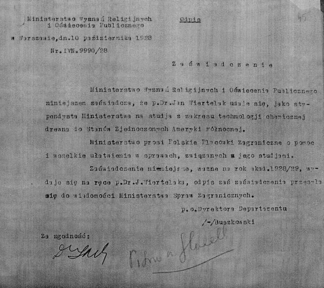 Zaświadczenie o pracy w USA - Jan Wiertelak