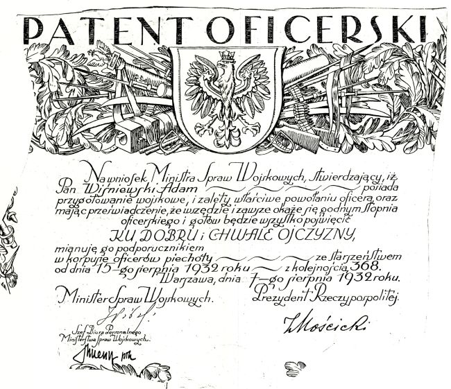 Patent oficerski Adama Wiśniewskiego