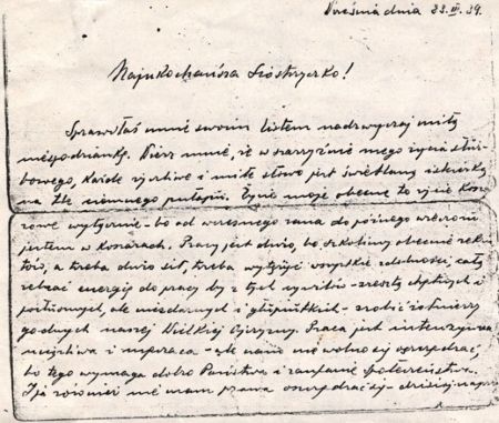 List Karola Wojtczak do siostry z marca 1939 roku