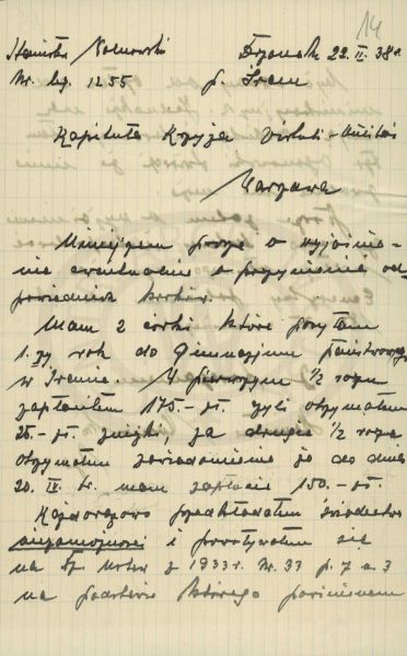 Pismo Stanisława Wolnowskiego do kapituły orderu Virtuti MIlitari