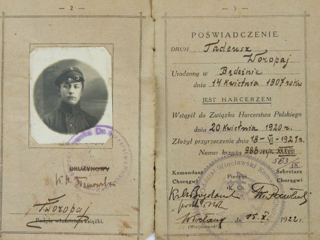 Tadeusz Woropaj legitymacja harcerska