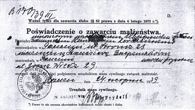 Akt ślubu Edmunda Żerdzińskiego