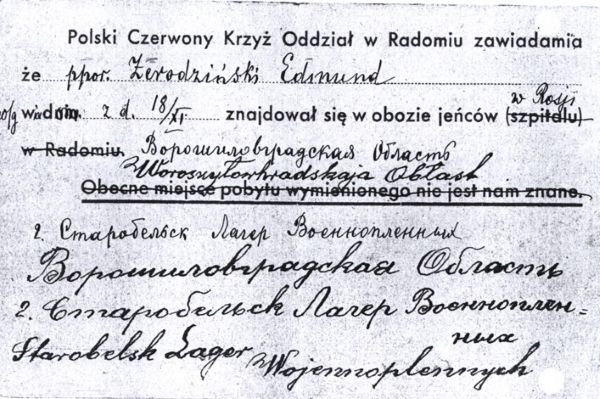 Pismo z PCK Radom w sprawie Edmunda Żerdzińskiego