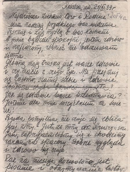 List Czesława J&oacute;zefa Golędzinowskiego z obozu w Kozielsku