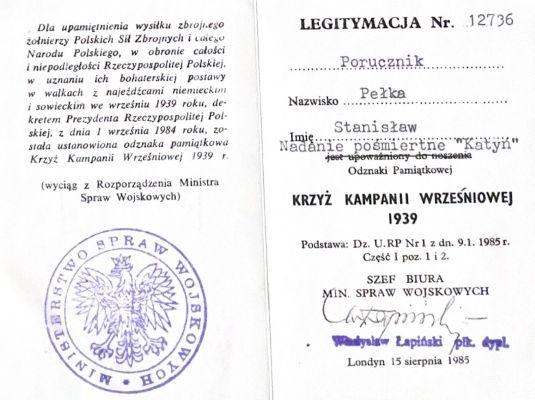 Przyznanie medalu pośmiertnego Stanisławowi Pełce