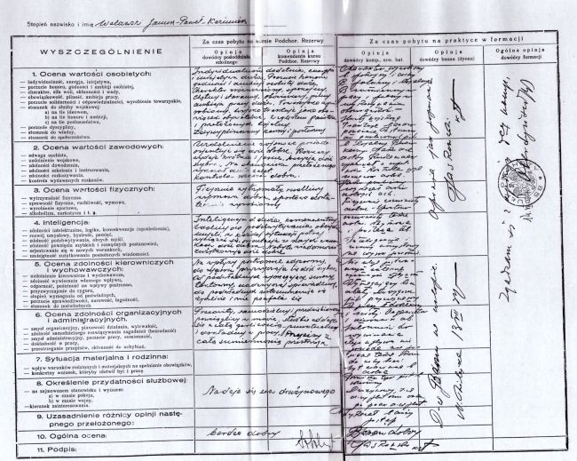 Opinie wojskowe dotyczące Janusza Walawskiego z 1934 roku